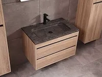 Badkamermeubel 1-persoons 80cm (mat zwart of brown oak) met (hangkast) - afbeelding 13 van  30