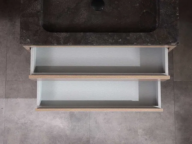 Badkamermeubel 1-persoons 80cm (mat zwart of brown oak) met (hangkast) - afbeelding 16 van  30
