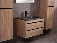 Badkamermeubel 1-persoons 80cm (mat zwart of brown oak) met (hangkast) - afbeelding 17 van  30