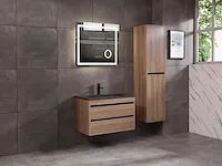 Badkamermeubel 1-persoons 80cm (mat zwart of brown oak) met (hangkast) - afbeelding 1 van  30