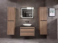 Badkamermeubel 1-persoons 80cm (mat zwart of brown oak) met (hangkast) - afbeelding 22 van  30