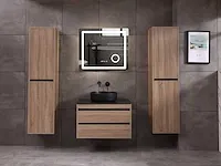 Badkamermeubel 1-persoons 80cm (mat zwart of brown oak) met (hangkast) - afbeelding 23 van  30