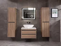 Badkamermeubel 1-persoons 80cm (mat zwart of brown oak) met (hangkast) - afbeelding 25 van  30