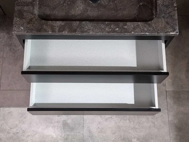 Badkamermeubel 1-persoons 80cm (mat zwart of brown oak) met (hangkast) - afbeelding 9 van  30