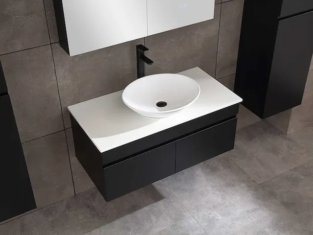 Badkamermeubel 100cm mat zwart - afbeelding 11 van  16