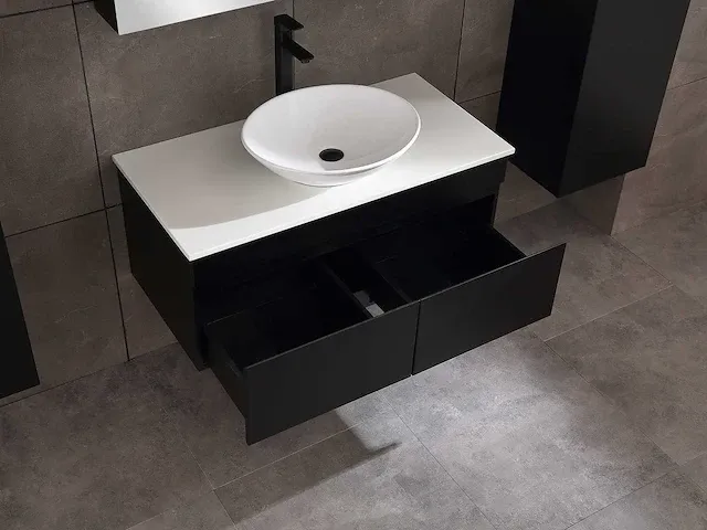 Badkamermeubel 100cm mat zwart - afbeelding 12 van  16