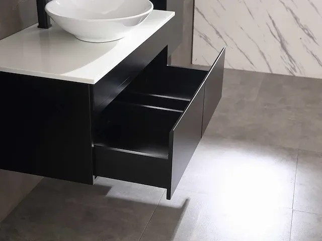 Badkamermeubel 100cm mat zwart - afbeelding 13 van  16