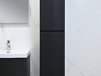 Badkamermeubel 120 cm - donker hout decor + witte dubbele wasbak - incl. kranen - afbeelding 9 van  10