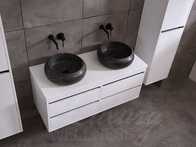 Badkamermeubel 120cm (mat zwart of mat wit of bruin eiken) - afbeelding 5 van  39
