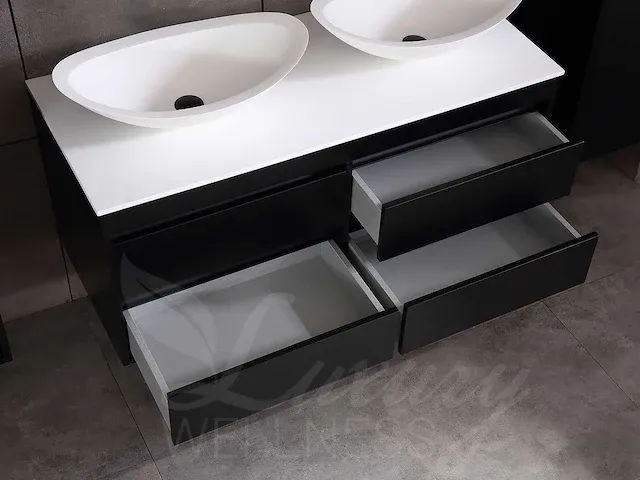 Badkamermeubel 120cm (mat zwart of mat wit of bruin eiken) - afbeelding 27 van  39
