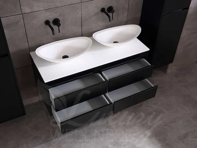 Badkamermeubel 120cm (mat zwart of mat wit of bruin eiken) - afbeelding 28 van  39