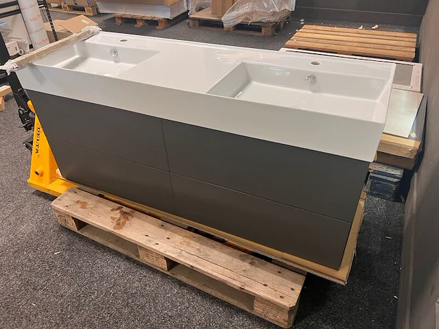 Badkamermeubel 140cm, zwart eiken - afbeelding 1 van  4