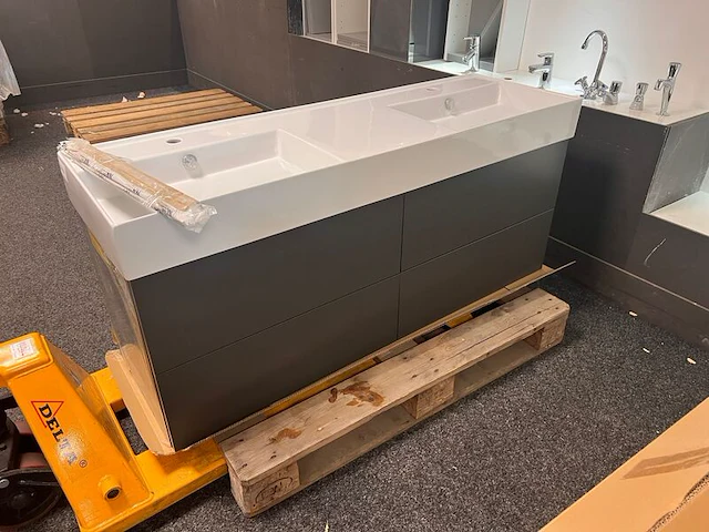 Badkamermeubel 140cm, zwart eiken - afbeelding 3 van  4
