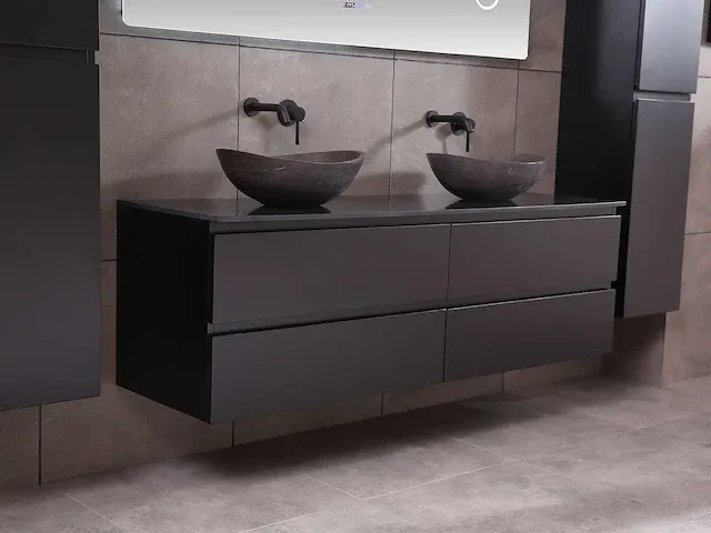 Badkamermeubel 160cm mat zwart of mat wit - afbeelding 29 van  70