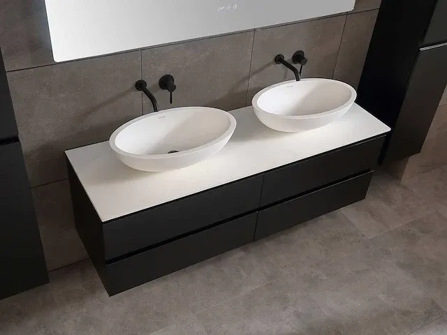 Badkamermeubel 160cm mat zwart of mat wit - afbeelding 31 van  70