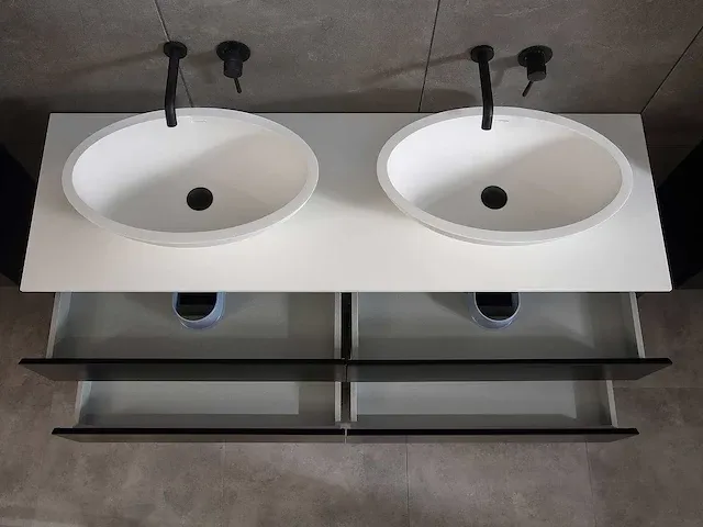 Badkamermeubel 160cm mat zwart of mat wit - afbeelding 33 van  70