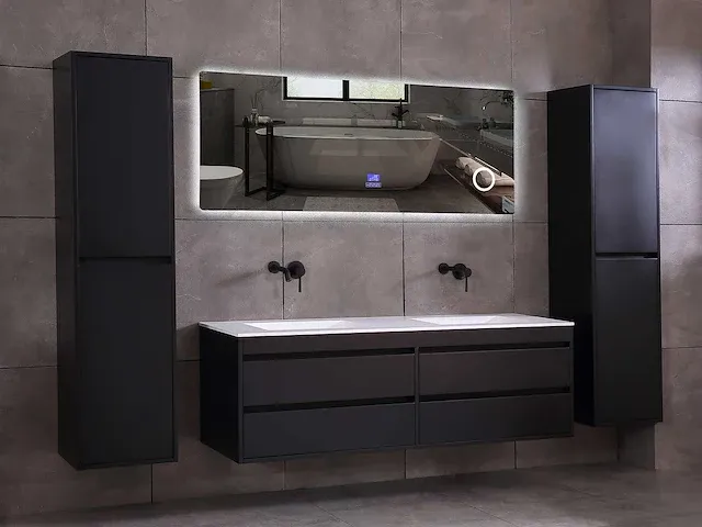 Badkamermeubel 160cm mat zwart - afbeelding 15 van  51
