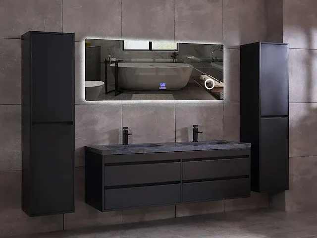 Badkamermeubel 160cm mat zwart - afbeelding 18 van  51