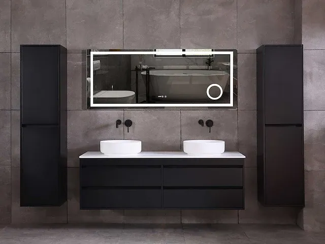 Badkamermeubel 160cm mat zwart - afbeelding 20 van  51