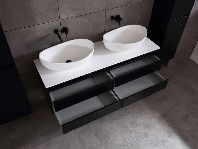 Badkamermeubel 160cm mat zwart - afbeelding 27 van  51