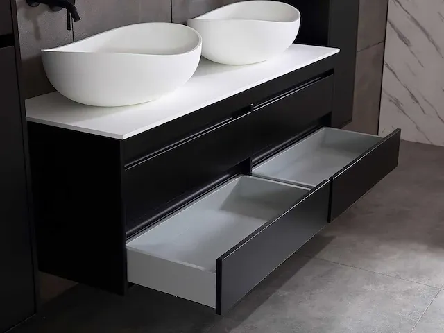 Badkamermeubel 160cm mat zwart - afbeelding 30 van  51