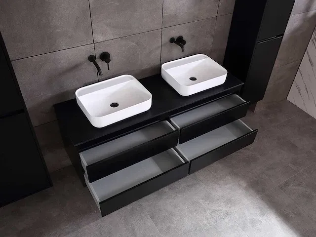 Badkamermeubel 160cm mat zwart - afbeelding 34 van  51