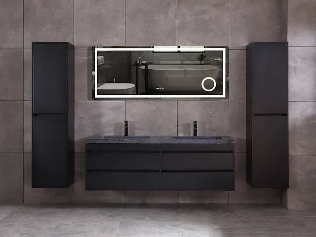 Badkamermeubel 160cm mat zwart - afbeelding 38 van  51