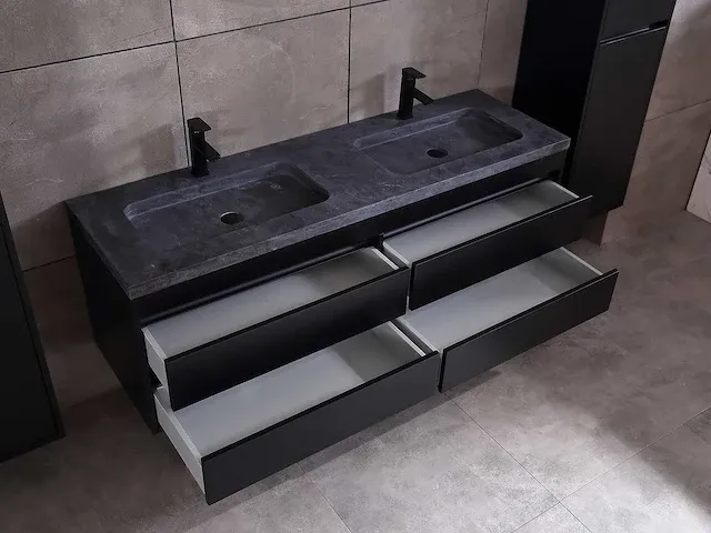 Badkamermeubel 160cm mat zwart - afbeelding 39 van  51