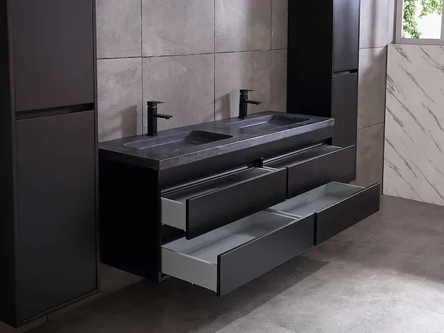 Badkamermeubel 160cm mat zwart - afbeelding 44 van  51