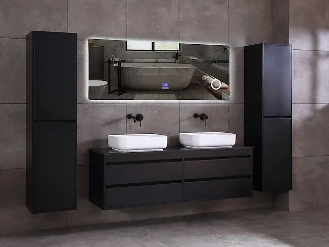 Badkamermeubel 160cm mat zwart - afbeelding 9 van  51