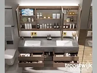 Badkamermeubel 2-persoons - 150 cm - hout decor met antraciete marmeren wasbak - incl. muurkranen - afbeelding 3 van  4