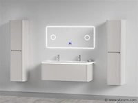Badkamermeubel 2 persoons 120 cm - taupe - 2 zijkasten, 1 led spiegel - afbeelding 1 van  5