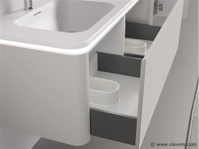 Badkamermeubel 2 persoons 120 cm - taupe - 2 zijkasten, 1 led spiegel - afbeelding 4 van  5