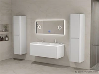 Badkamermeubel 2 persoons 120 cm - wit - 2 zijkasten, 1 led spiegel - afbeelding 1 van  5