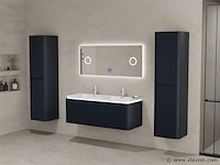 Badkamermeubel 2 persoons 120 cm - zwart - 2 zijkasten, 1 led spiegel - afbeelding 1 van  5