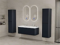 Badkamermeubel 2 persoons 120 cm - zwart - 2 zijkasten, 2 ovale spiegels - afbeelding 1 van  5