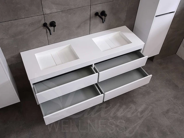 Badkamermeubel 2-persoons 120cm (2 kleuren mogelijk) met hangkast - afbeelding 2 van  40