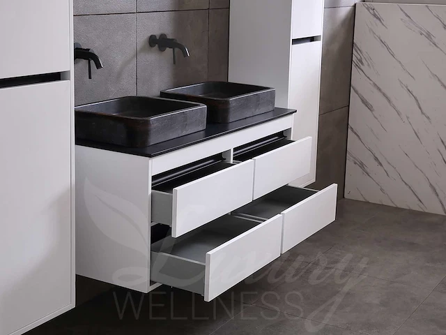 Badkamermeubel 2-persoons 120cm (2 kleuren mogelijk) met hangkast - afbeelding 7 van  40