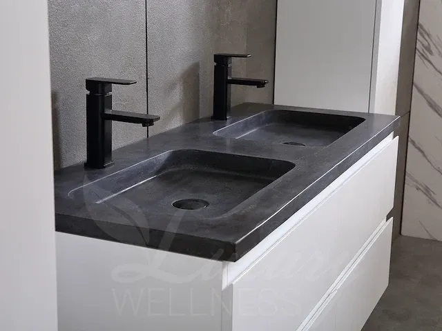 Badkamermeubel 2-persoons 120cm (mat wit) met (hangkast) en led spiegel en diverse wastafel combinaties - afbeelding 5 van  42