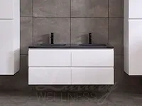 Badkamermeubel 2-persoons 120cm (mat wit) met (hangkast) en led spiegel en diverse wastafel combinaties - afbeelding 6 van  42