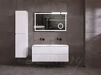 Badkamermeubel 2-persoons 120cm (mat wit) met (hangkast) en led spiegel en diverse wastafel combinaties - afbeelding 1 van  42