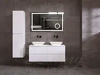 Badkamermeubel 2-persoons 120cm (mat wit) met (hangkast) en led spiegel en diverse wastafel combinaties - afbeelding 13 van  42