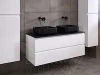 Badkamermeubel 2-persoons 120cm (mat wit) met (hangkast) en led spiegel en diverse wastafel combinaties - afbeelding 14 van  42