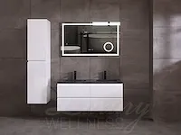 Badkamermeubel 2-persoons 120cm (mat wit) met (hangkast) en led spiegel en diverse wastafel combinaties - afbeelding 12 van  42