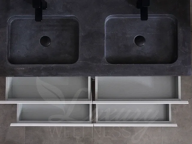 Badkamermeubel 2-persoons 120cm (mat wit) met (hangkast) en led spiegel en diverse wastafel combinaties - afbeelding 31 van  42
