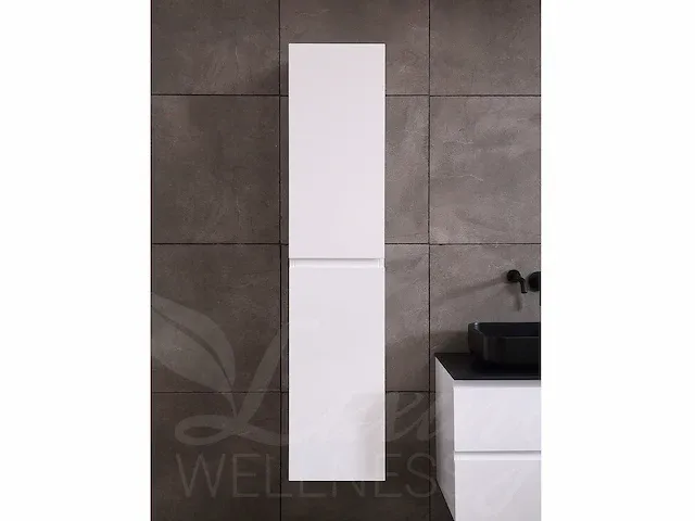 Badkamermeubel 2-persoons 120cm (mat wit) met (hangkast) en led spiegel en diverse wastafel combinaties - afbeelding 35 van  42