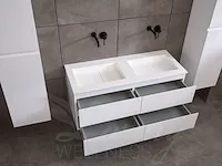 Badkamermeubel 2-persoons 120cm (mat wit) met (hangkast) en led spiegel en diverse wastafel combinaties - afbeelding 39 van  42