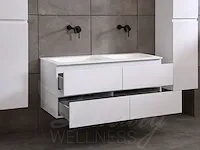 Badkamermeubel 2-persoons 120cm (mat wit) met (hangkast) en led spiegel en diverse wastafel combinaties - afbeelding 41 van  42
