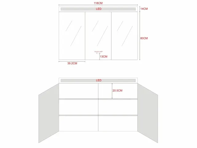 Badkamermeubel 2-persoons 120cm met spiegelkast en (hangkast) mat zwart - afbeelding 4 van  26