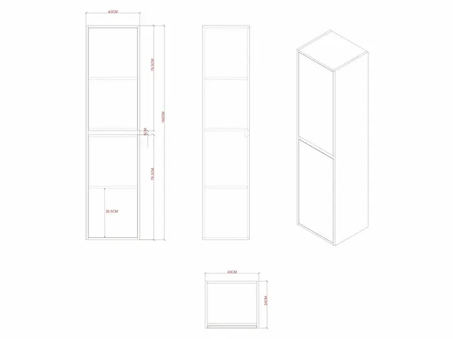 Badkamermeubel 2-persoons 120cm met spiegelkast en (hangkast) mat zwart - afbeelding 19 van  26